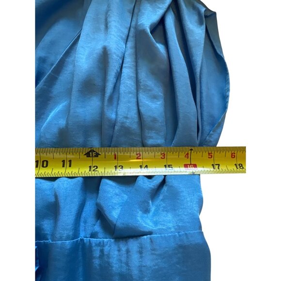 Zara Womens Blue Wrap Dress With Belt Sz M Viscose Chic Street Style Silky Feel - Picture 10 of 10